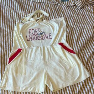 Fort Lauderdale vintage yellow Terry Romper with Red Accents
